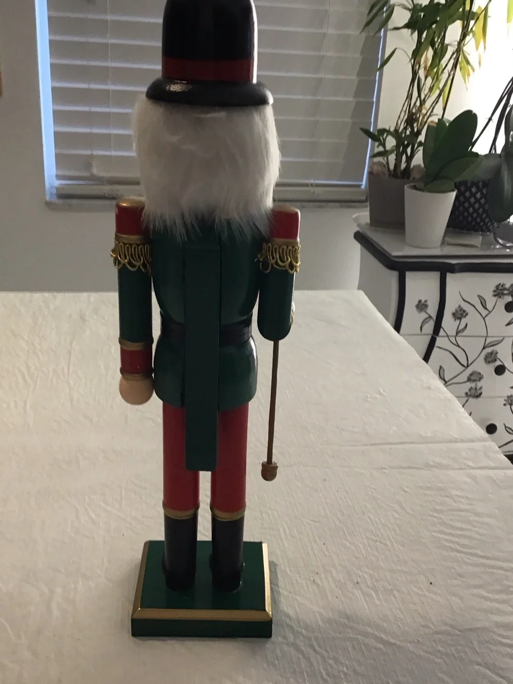 Festive Red & Green Wooden Nutcracker Soldier with Gold Accents